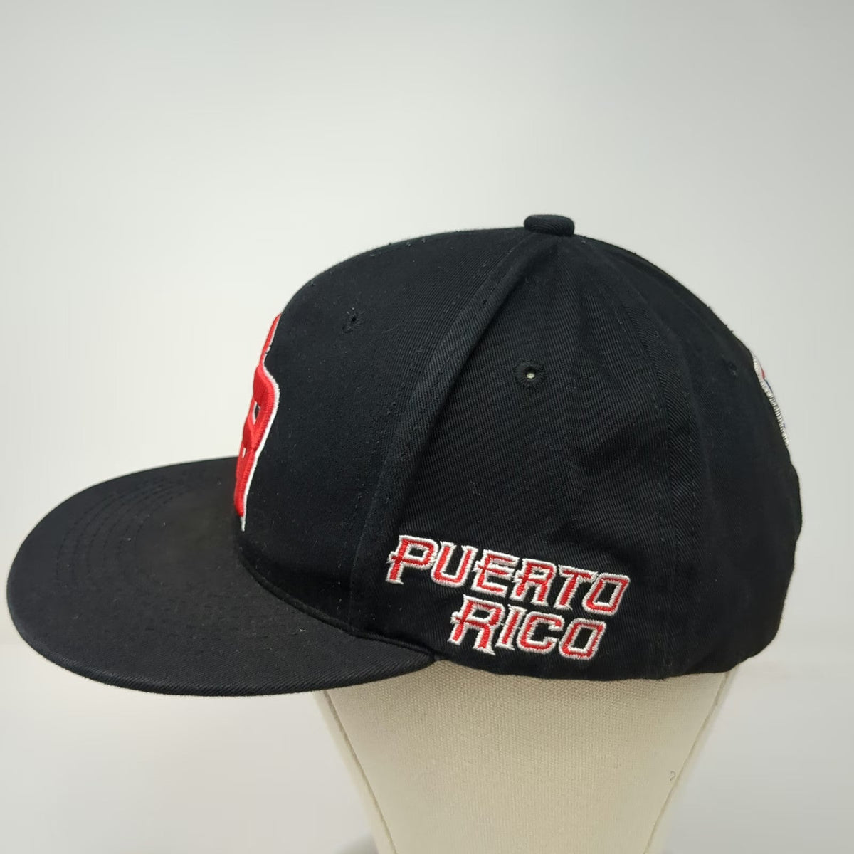 B Premium Headwear Snapback Black Hat One Size Puerto Rico PR Flag Flat Brim