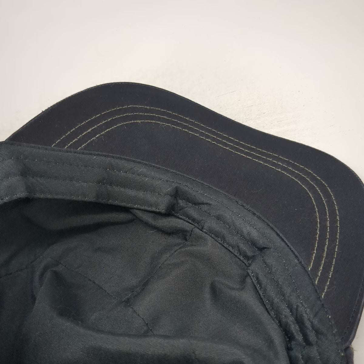 Elastafit Army Cap Black One Size Gold Contrast Stitching Hat Metal Eyelets