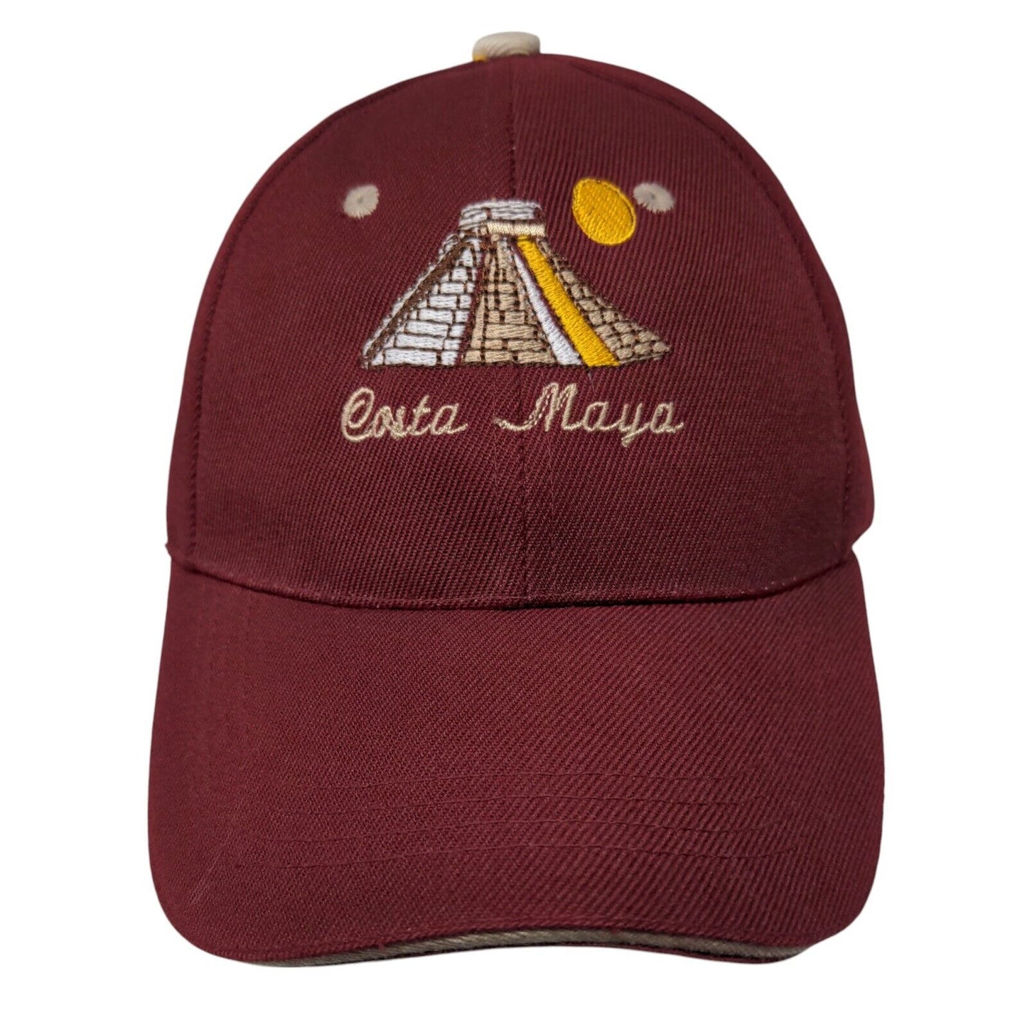 Costa Maya Strapback Hat Red OSFA Adjustable Embroidered 6 Panel