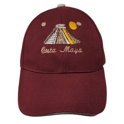 Costa Maya Strapback Hat Red OSFA Adjustable Embroidered 6 Panel