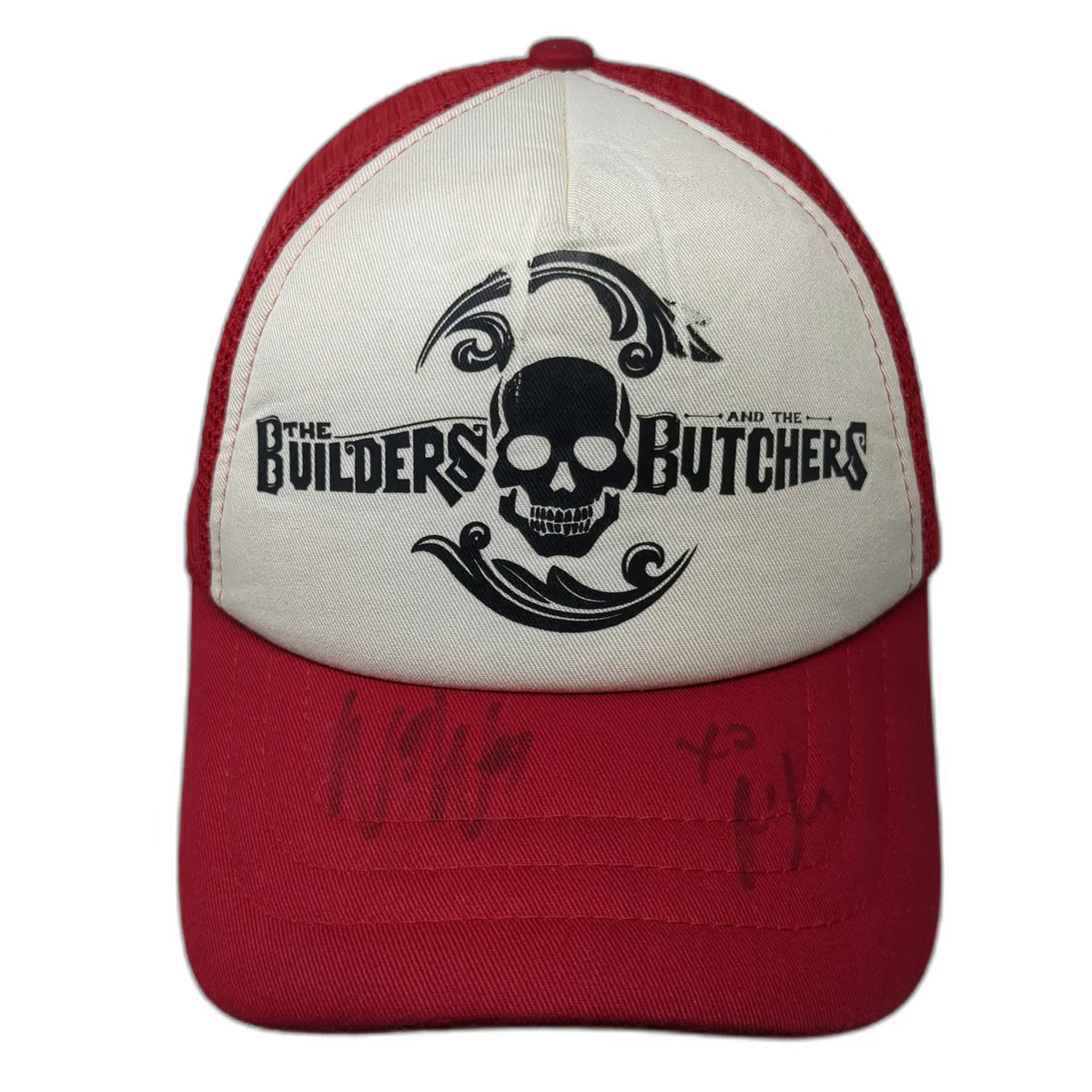 Port Authority Red Trucker Hat One Size Signed Builders and the Butchers Skull