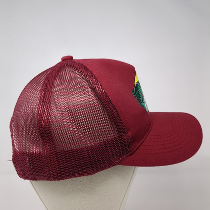 Bass Pro Shops Gone Fishing Snapback Trucker Hat Red OSFM Mesh Back