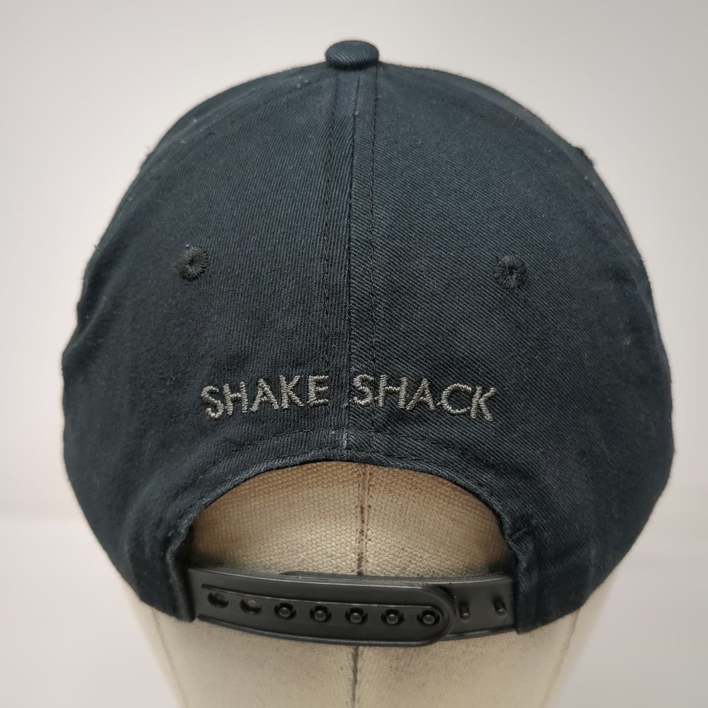 Shake Shack Snapback Black One Size Burger Embroidery Gray Underbrim Hat