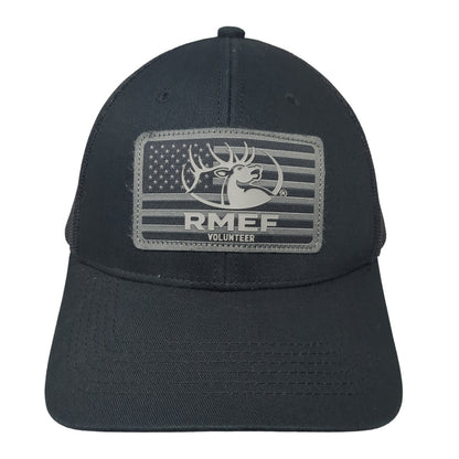 RMEF Volunteer Snapback Trucker Hat Black OS Adjustable Mesh Back Outdoor Cap