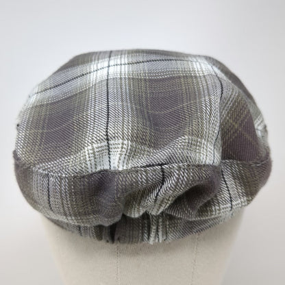 Pugs Gear Army Cap Gray White Black One Size Plaid Pattern Elastic Back Hat