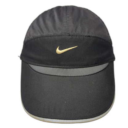 Nike Baseball Cap Black One Size Mesh Back Reflective Gold Swoosh Running Hat