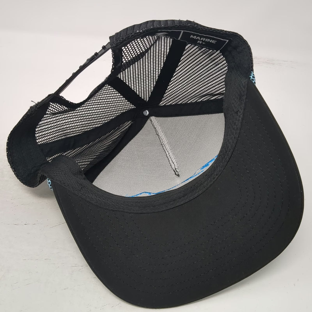Zapped Trucker Hat Black Blue One Size Snapback Mesh Rope Sawtooth Network Logo