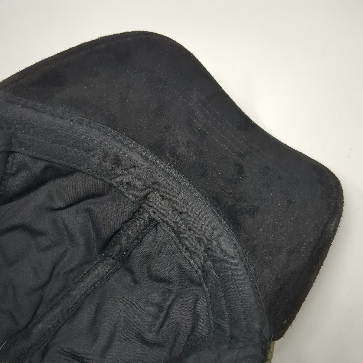 Green Black Baseball Cap One Size Quilted Polyester Suede Brim Strapback Hat