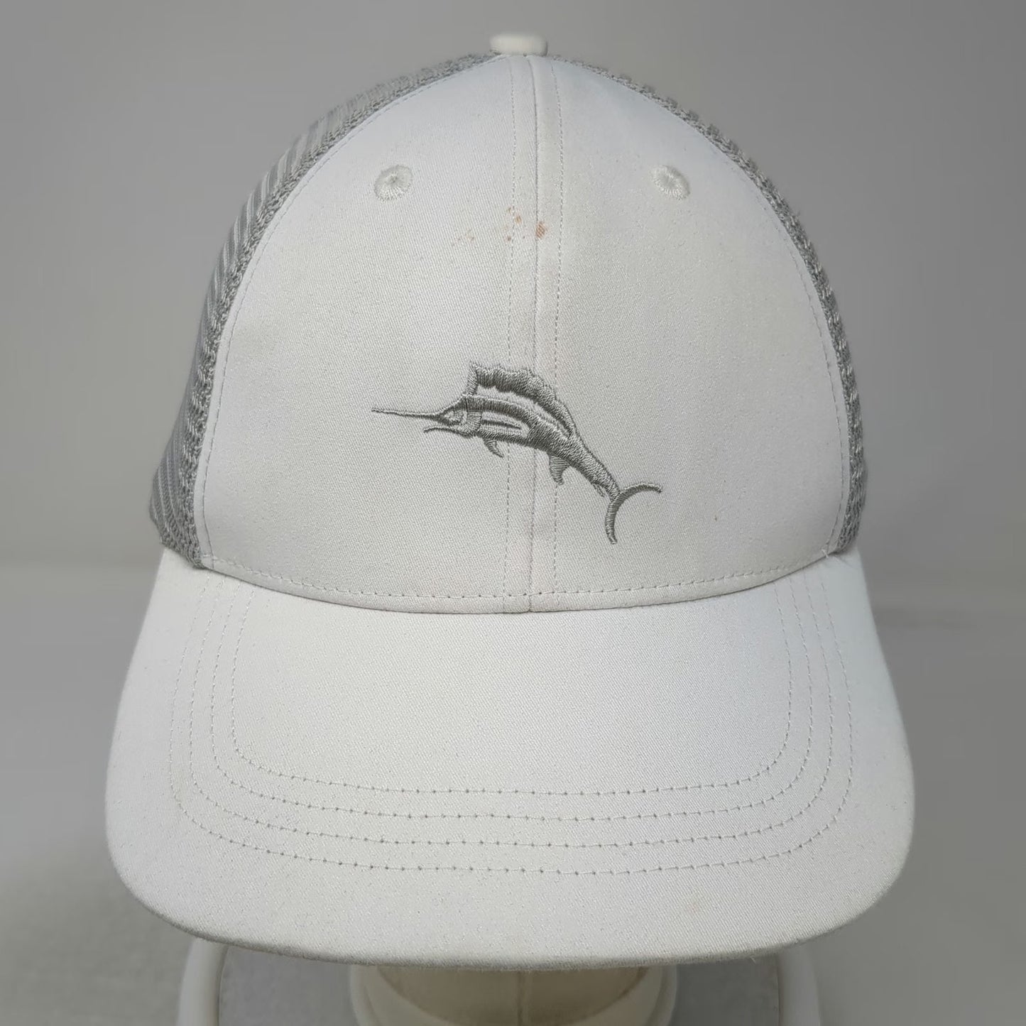 Tommy Bahama Trucker Hat White One Size Marlin Margarita Recipe Gray Mesh
