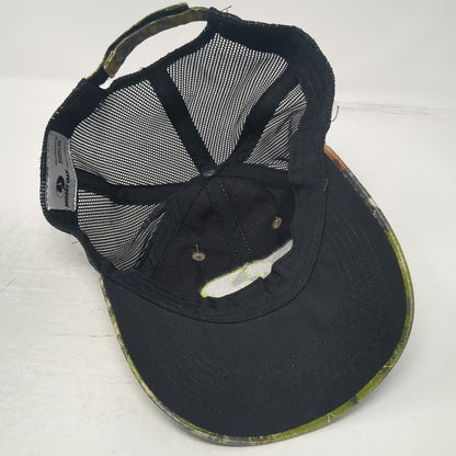 Mossy Oak Baseball Cap Green Black Camo One Size Mesh Back Strapback Hat Hunting