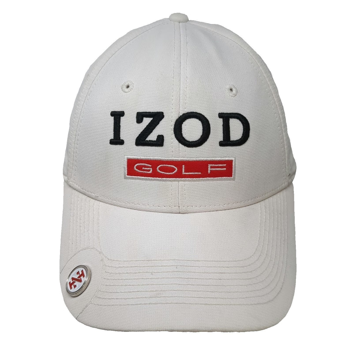 IZOD Golf Hat White One Size Baseball Cap Slideback Magnetic Ball Marker Logo