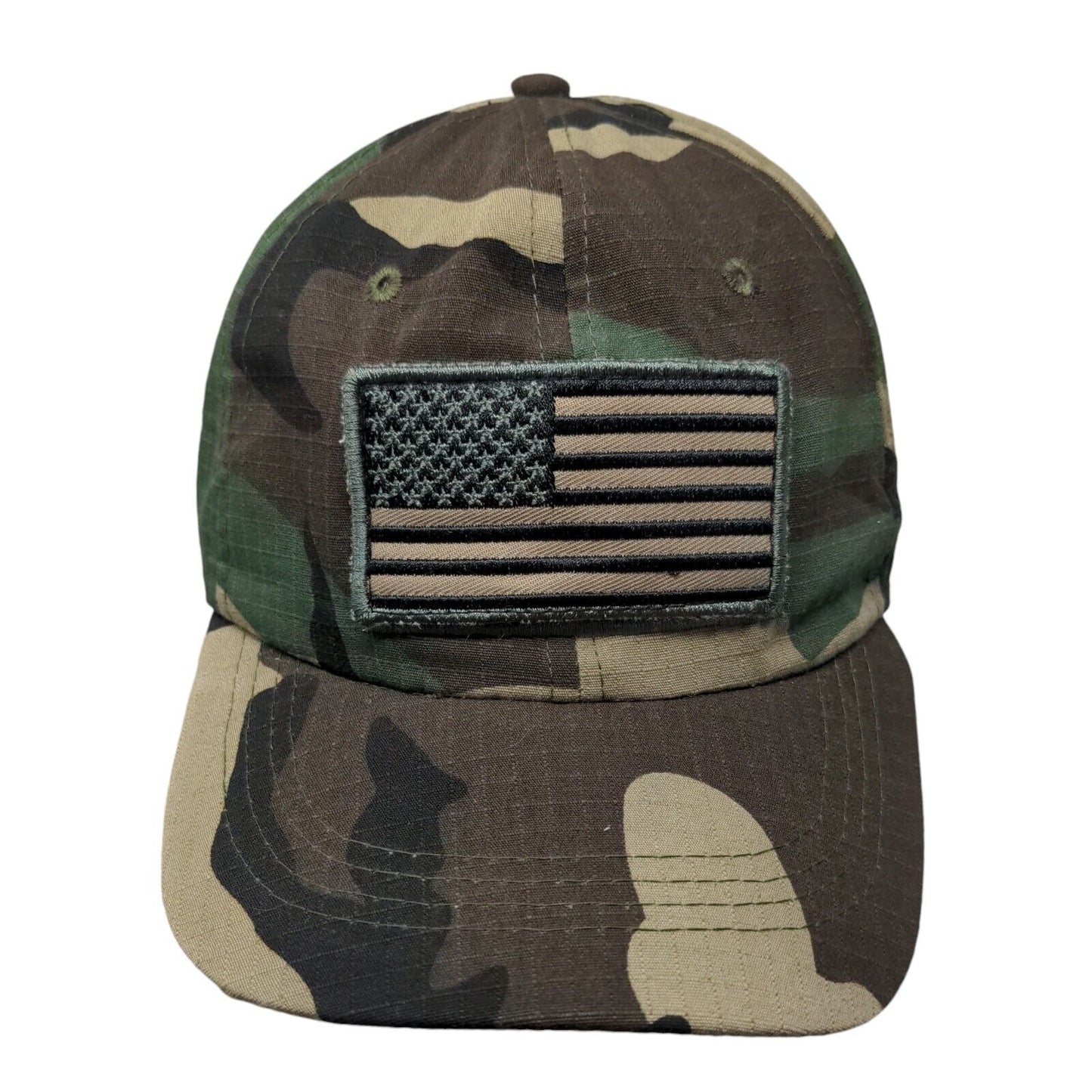 USA Flag Patch Strapback Hat Camouflage One Size Adjustable 6 Panel