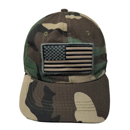 USA Flag Patch Strapback Hat Camouflage One Size Adjustable 6 Panel