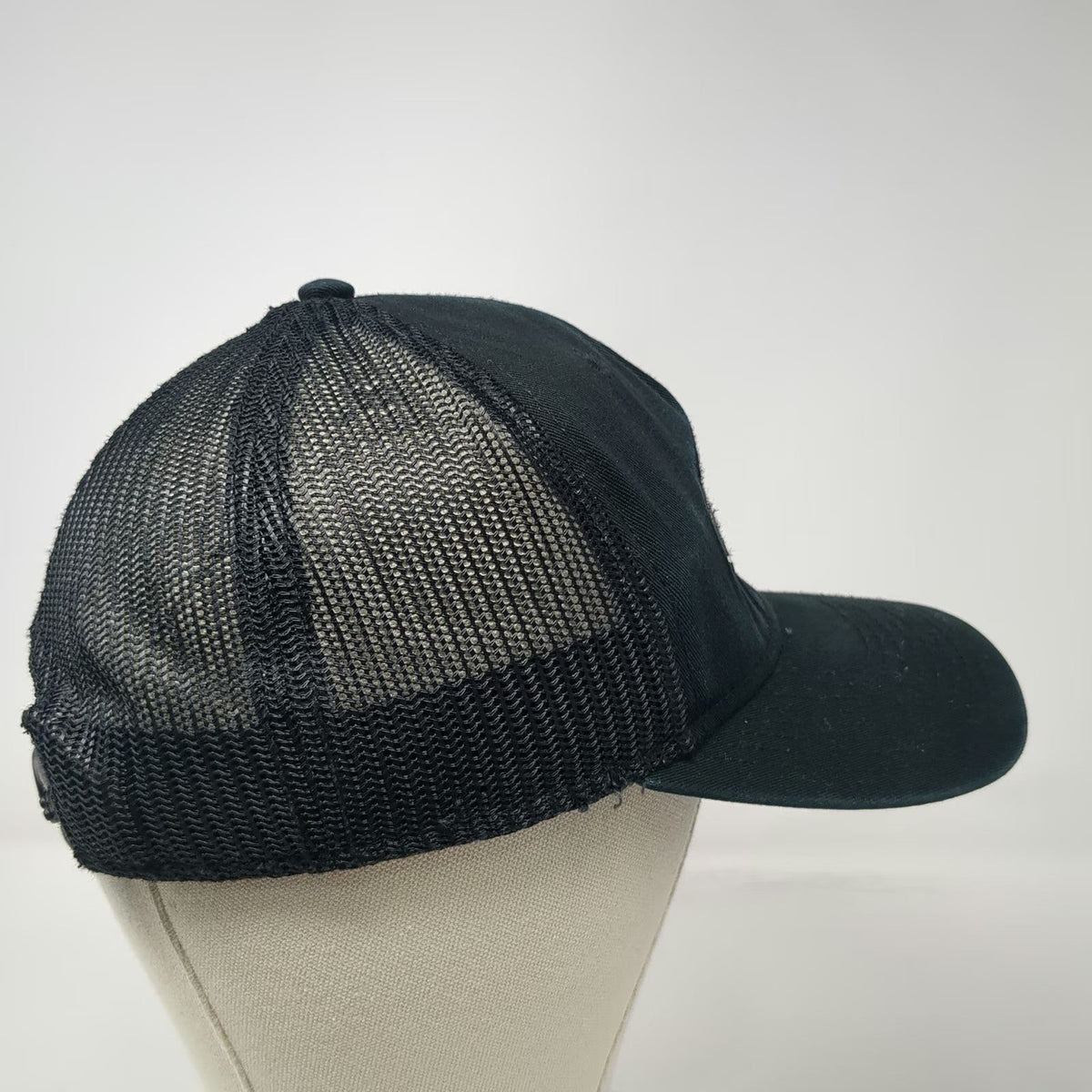Otto Trucker Hat Black One Size Mesh Back Snapback Wave Patch Structured Crown