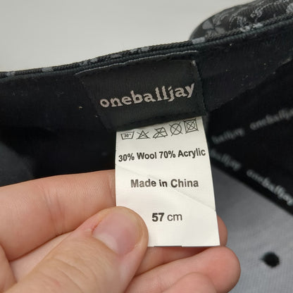 oneballjay Baseball Cap Black 7 1/8 All Over Skull Cross Print Fitted Hat
