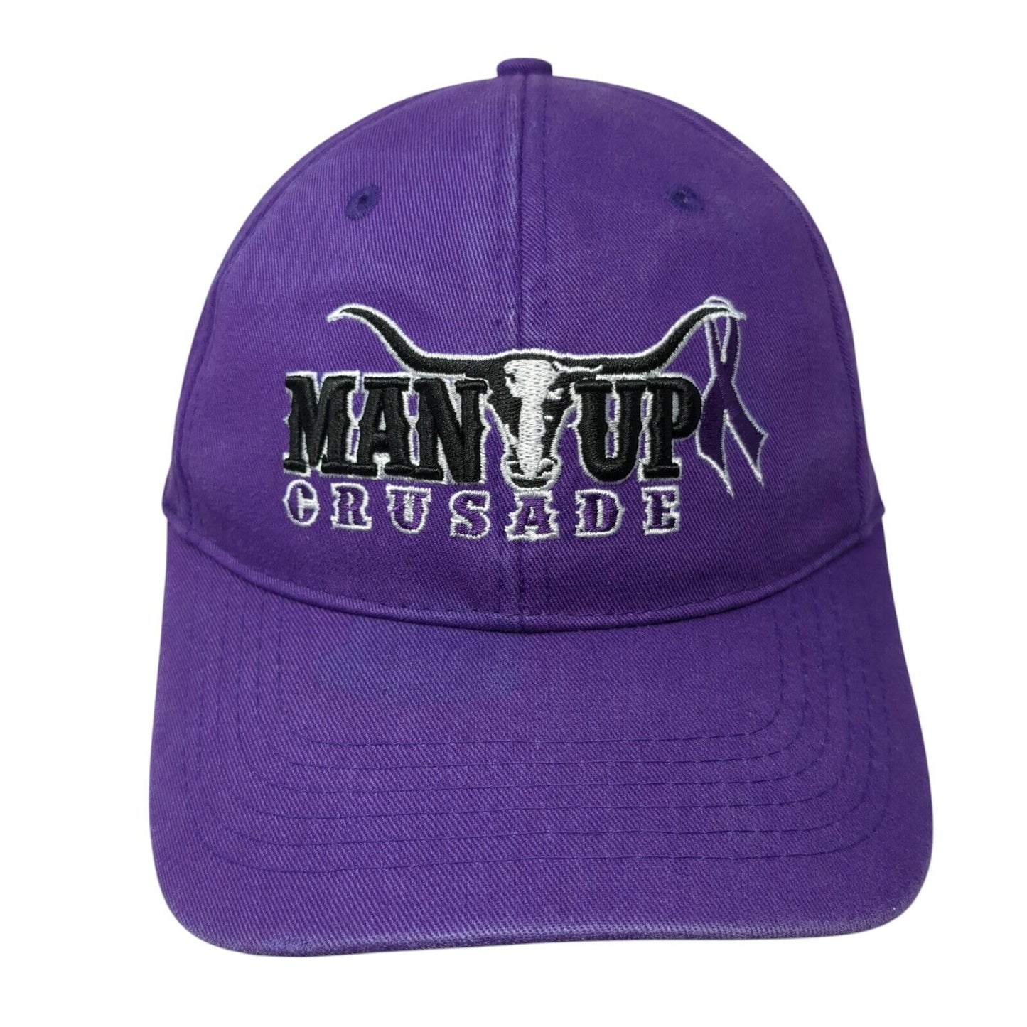 Man Up Crusade Strapback Hat Purple One Size Embroidered Buck's Bags