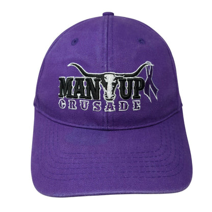 Man Up Crusade Strapback Hat Purple One Size Embroidered Buck's Bags