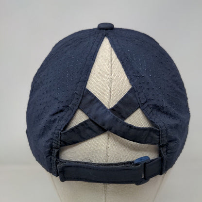 Unbranded Strapback Hat Ponytail Blue 58cm Adjustable Solid Blank