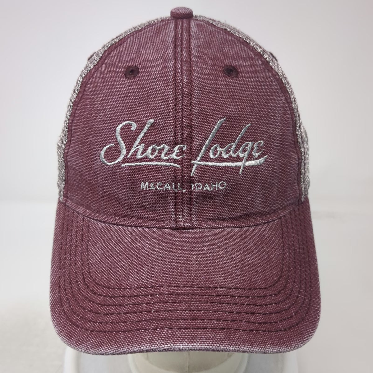 Legacy Trucker Hat Red One Size Shore Lodge McCall Idaho Mesh Back Snapback Cap