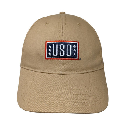 USO Support Our Heroes Slideback Hat Tan OS Adjustable Embroidered Patriotic
