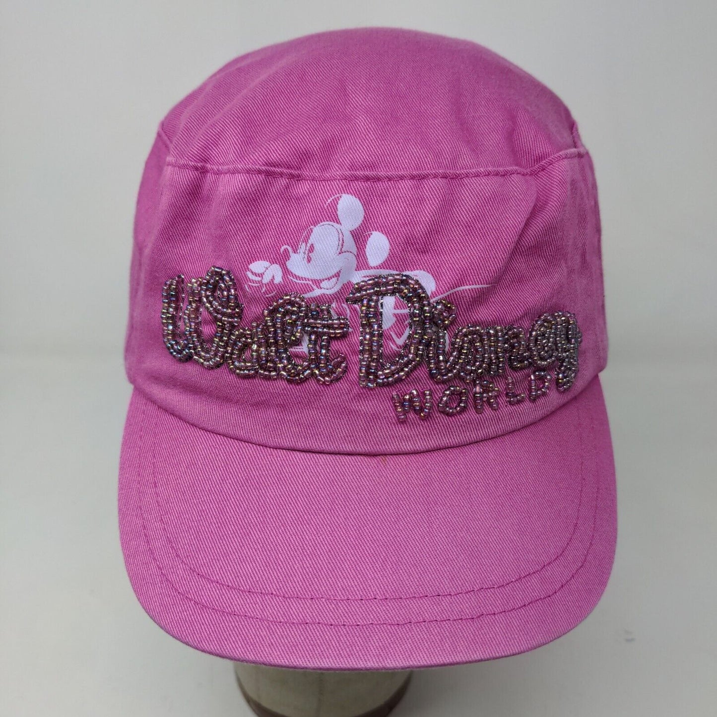 Disney Parks Women's Walt Disney World Cadet Cap Hat Pink Beaded Mickey