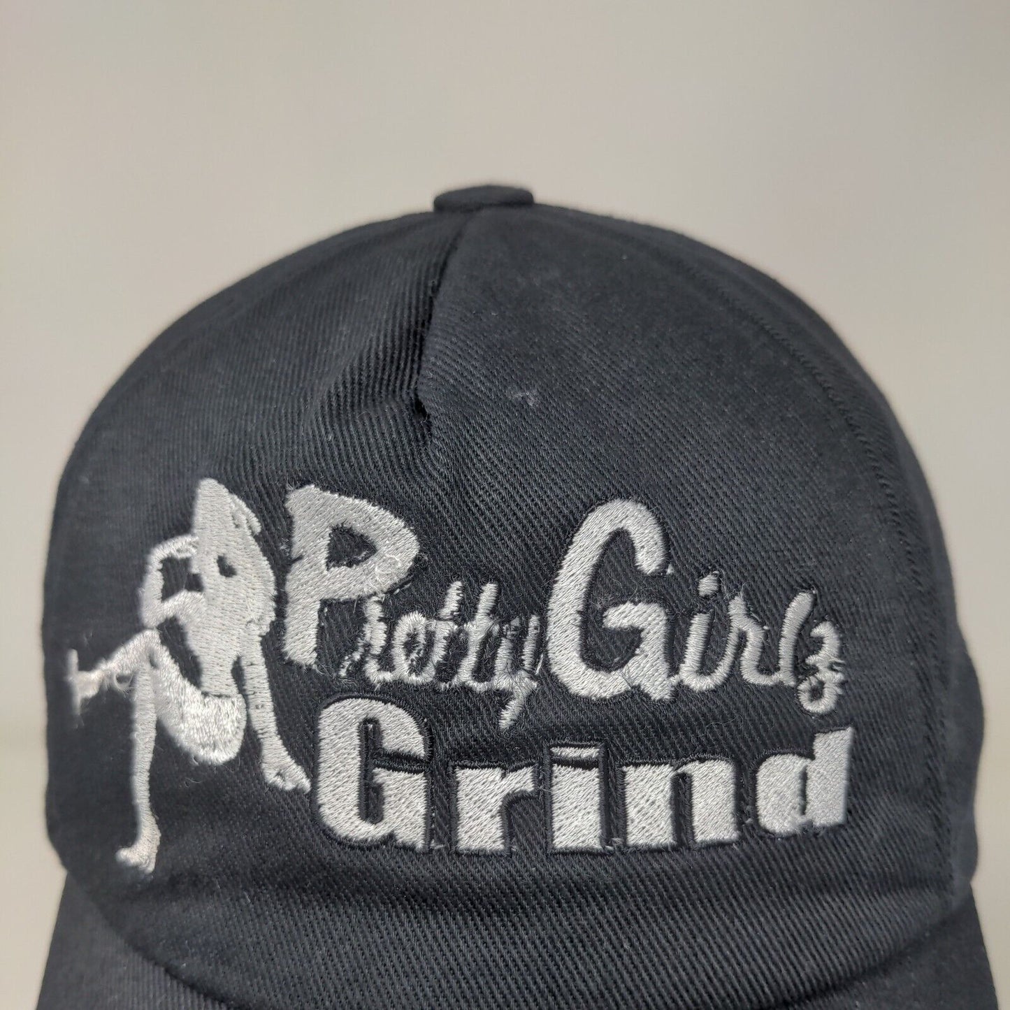 Pretty Girlz Grind Snapback Hat Black OS Adjustable Embroidered Vented Holes