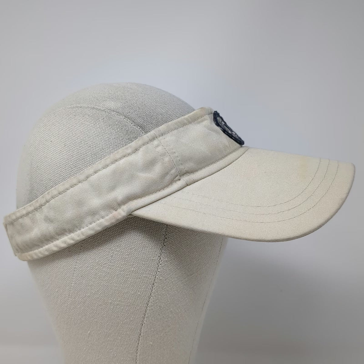 Old Navy Visor Beige One Size Cotton Strapback Patch Embroidered Logo Sun Hat