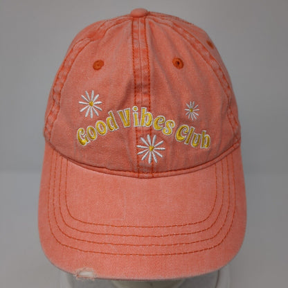 Good Vibes Club Slideback Hat Orange One Size Adjustable Floral Distressed