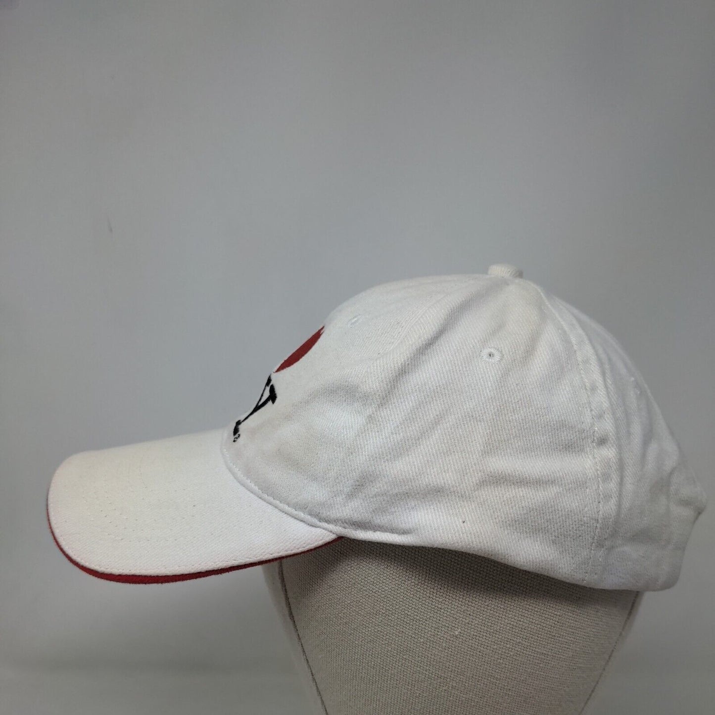 I Love NY Strapback Hat White 58cm Adjustable Embroidered Vented Holes 6 Panel