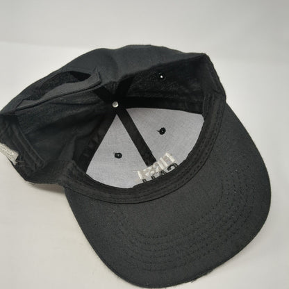 First Call Strapback Hat Black Size 58cm Adjustable Embroidered 6 Panel