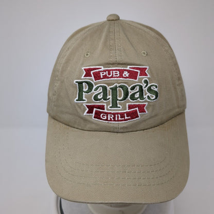 Papa's Pub & Grill Strapback Hat Tan One Size Adjustable Embroidered