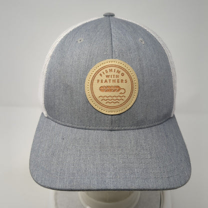 Fishing With Feathers Snapback Trucker Hat Gray One Size Mesh Back