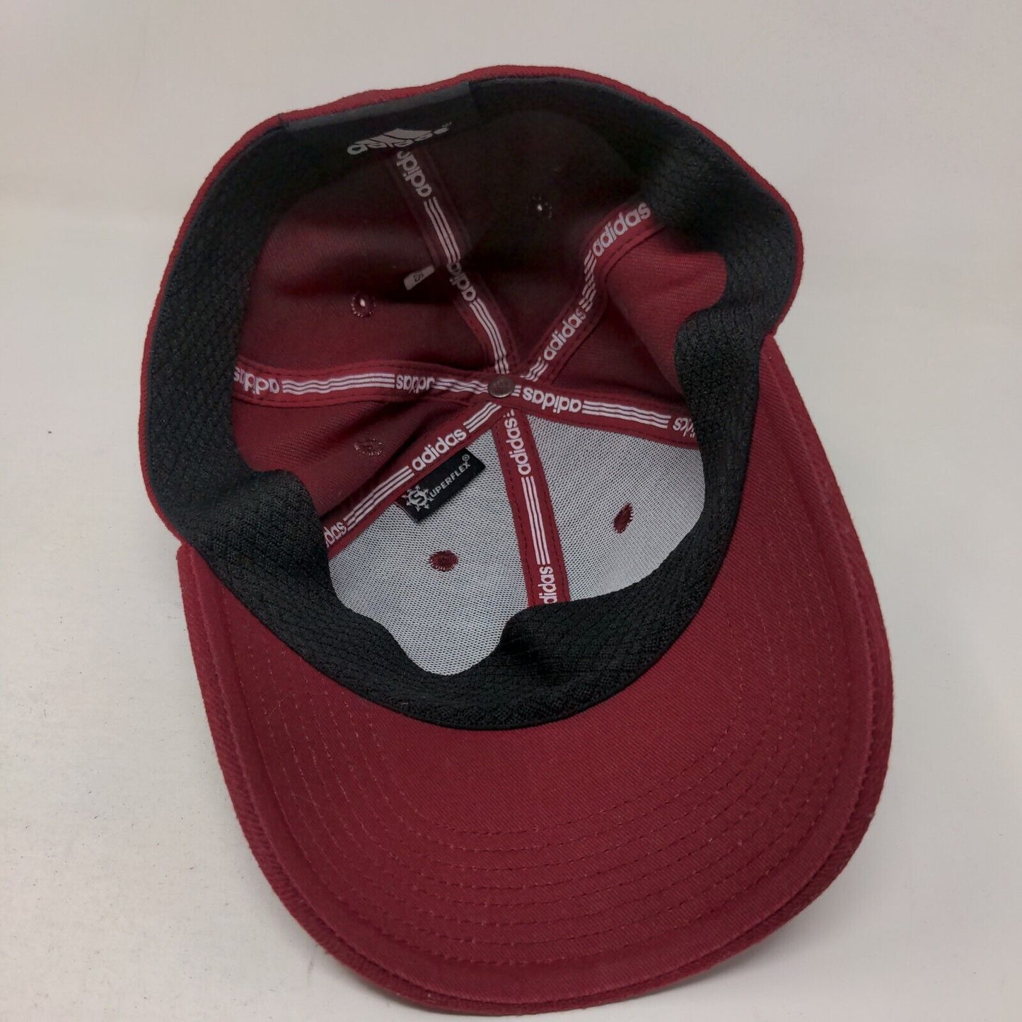 Adidas Fitted Hat Red XS/S Breathable Embroidered Vented Holes 6 Panel Blank