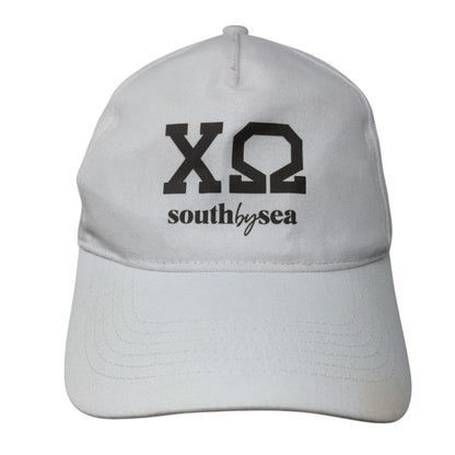 XΩ Chi Omega South by Sea Slideback Hat White OS Vented Holes 6 Panel BIG X