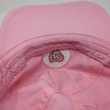 Newhattan Baseball Cap Pink One Size Red Heart Globe Logo Adjustable Twill Hat