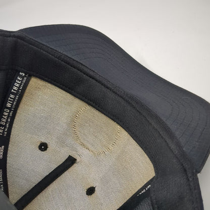 Adidas 5 Panel Black Hat OSFM Snapback Rubber Logo Patch Three Stripes Polyester