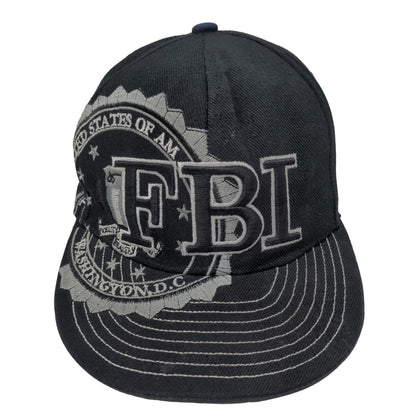 City Hunter Men's Fitted Hat Black Size M Embroidered FBI Logo 100% Polyester