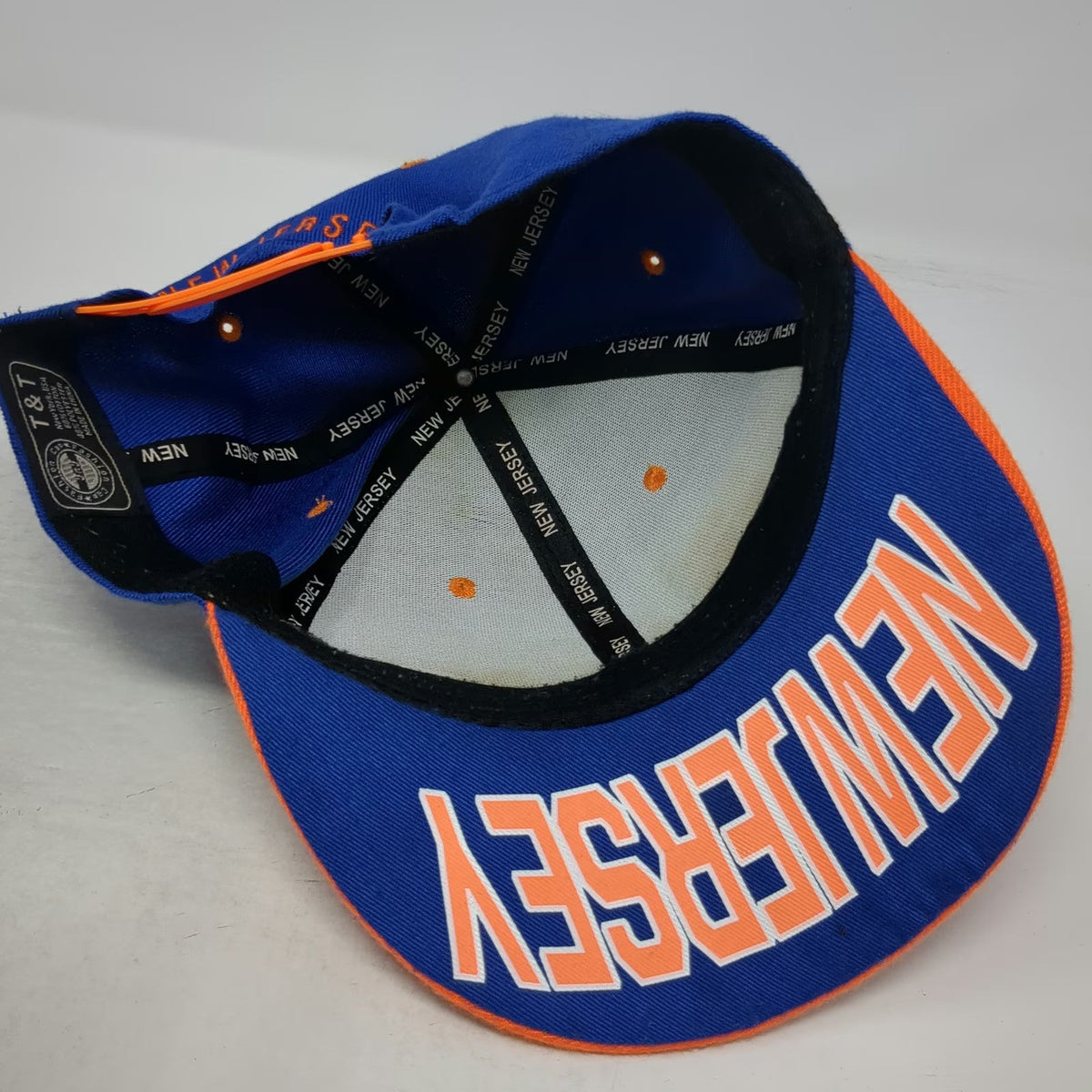T&T Snapback Blue Orange One Size Hat New Jersey 3D Embroidery Under Brim Logo