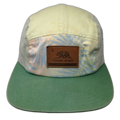 Locale 5 Panel Hat Green Yellow One Size California Republic Bear Palm Leaf