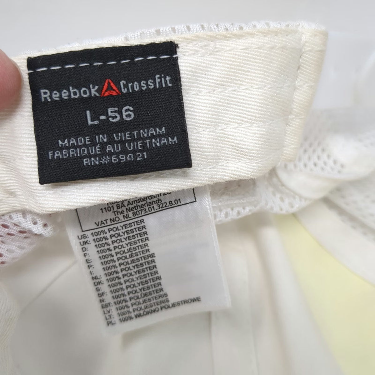 Reebok CrossFit Trucker Hat White L Mesh Snapback Neon Stripe Workout Gym Hat