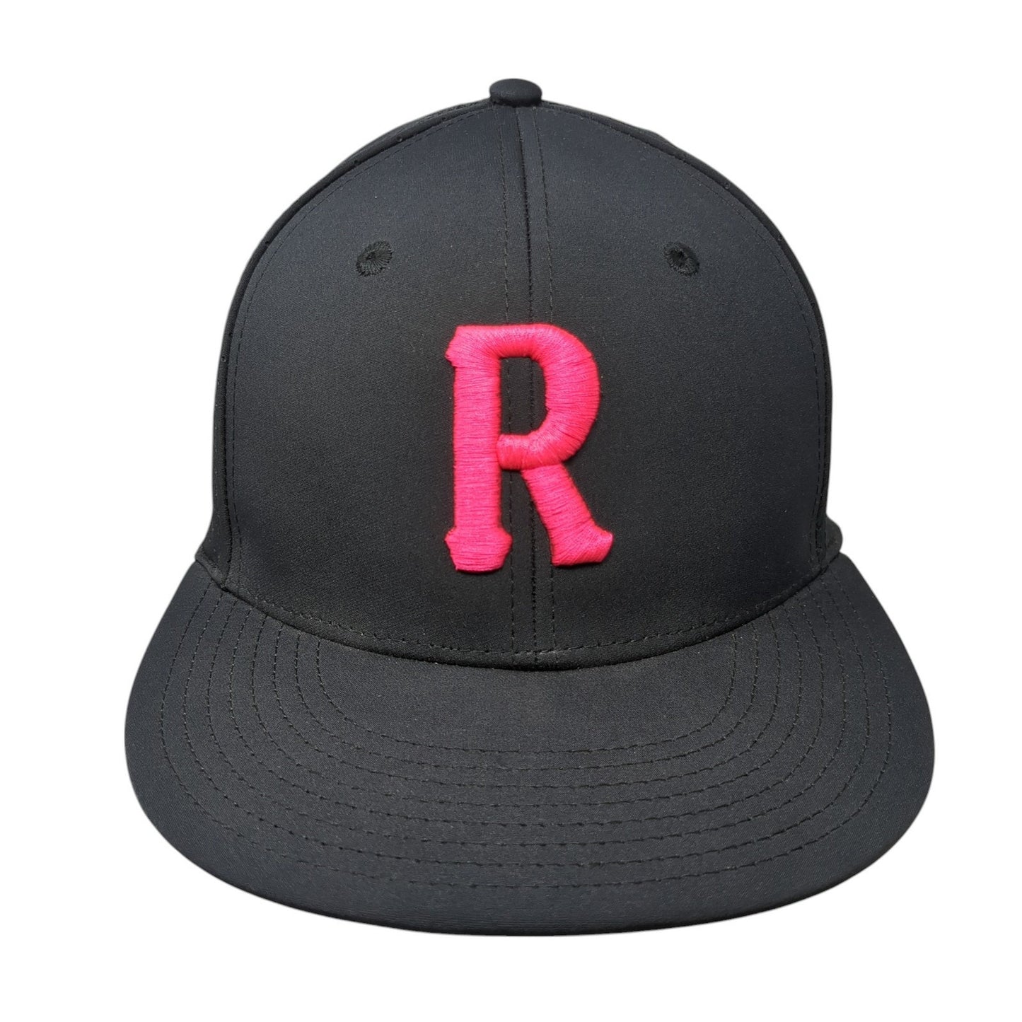 The Game Fitted Flat Bill Hat Black Embroidered Pink R Logo Size Small