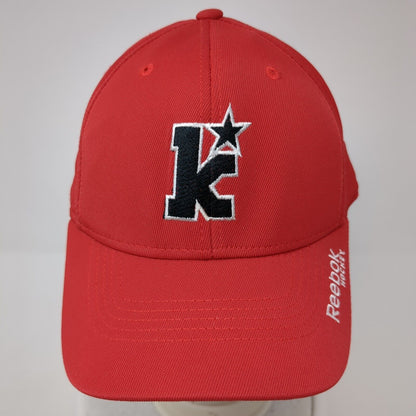 Reebok Hockey Fitted Hat Red Size L/XL Embroidered Vented Holes 6 Panel