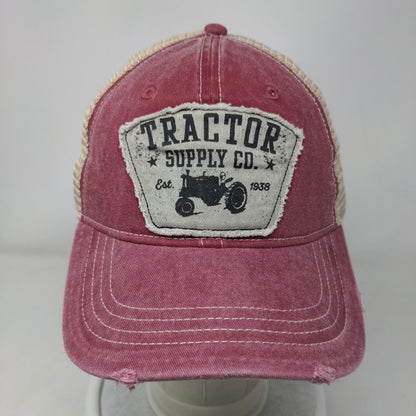 Tractor Supply Co. Snapback Trucker Hat Red OSFM Adjustable Mesh Back Distressed