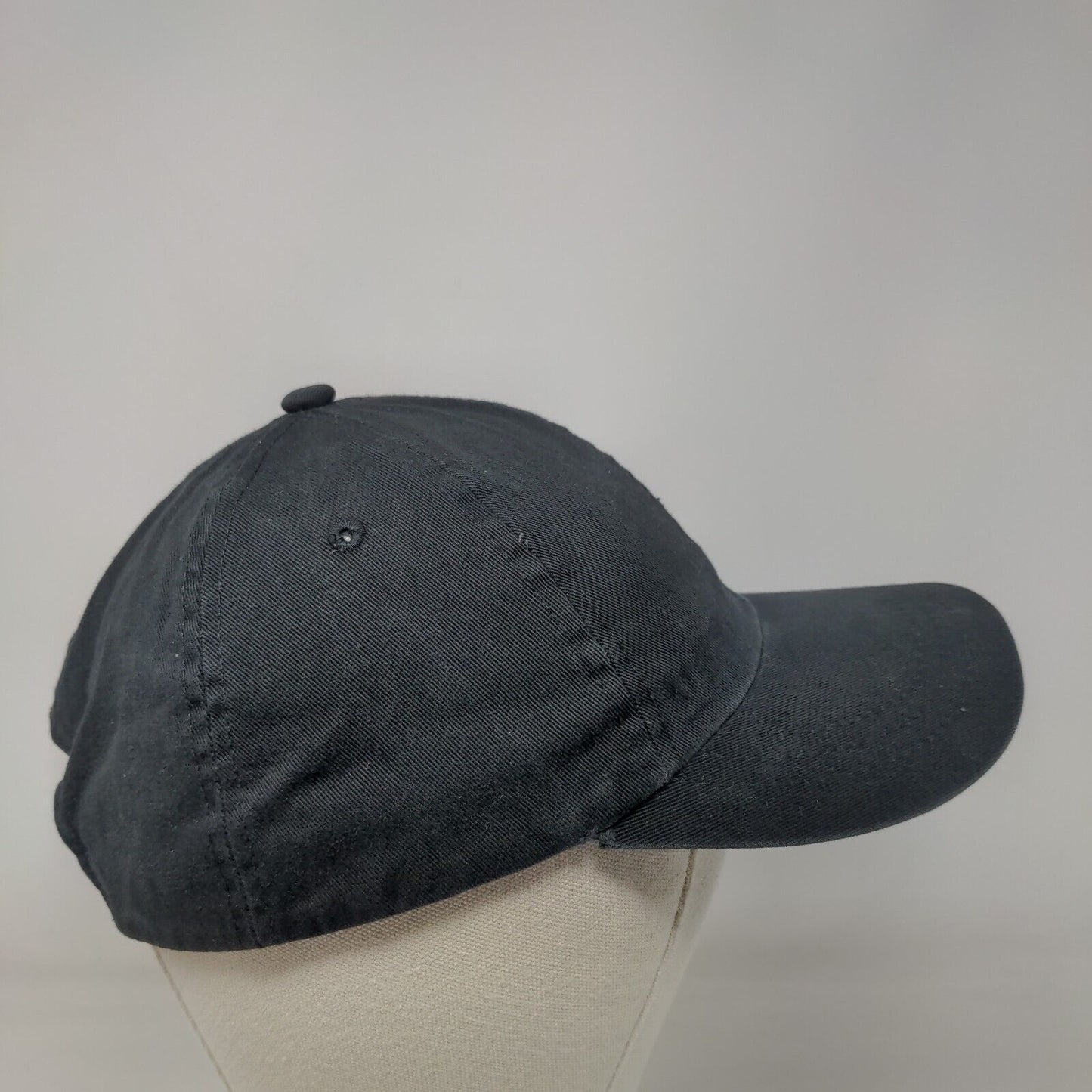 Unbranded Strapback Hat Black One Size Adjustable Blank Solid 6 Panel