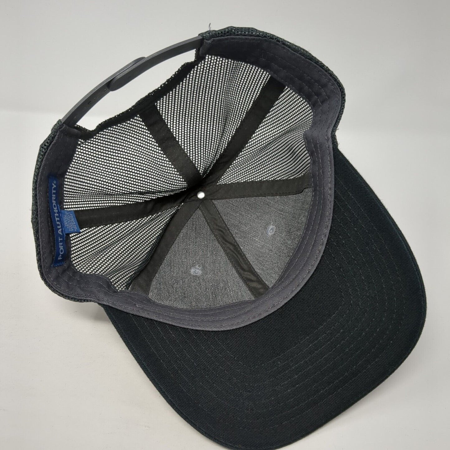 Port Authority Snapback Mesh Back Trucker Hat Gray One Size Logo Outdoor