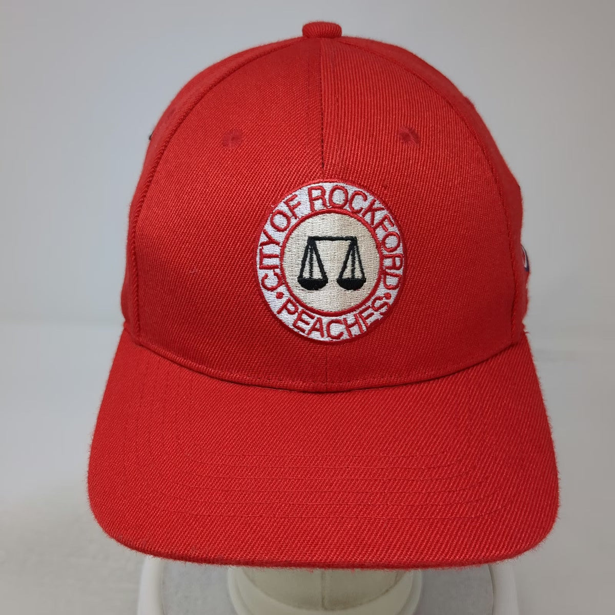 Baseball Cap Red One Size Rockford Peaches AAGPBL Dugan 43 Patch Embroidery Hat