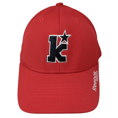 Reebok Hockey Fitted Hat Red Size L/XL Embroidered Vented Holes 6 Panel