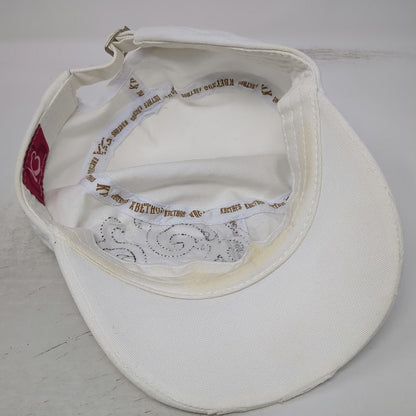 KBETHOS Army Cap White OSFM Beaded Cross Rhinestone Distressed Brown Gold Hat