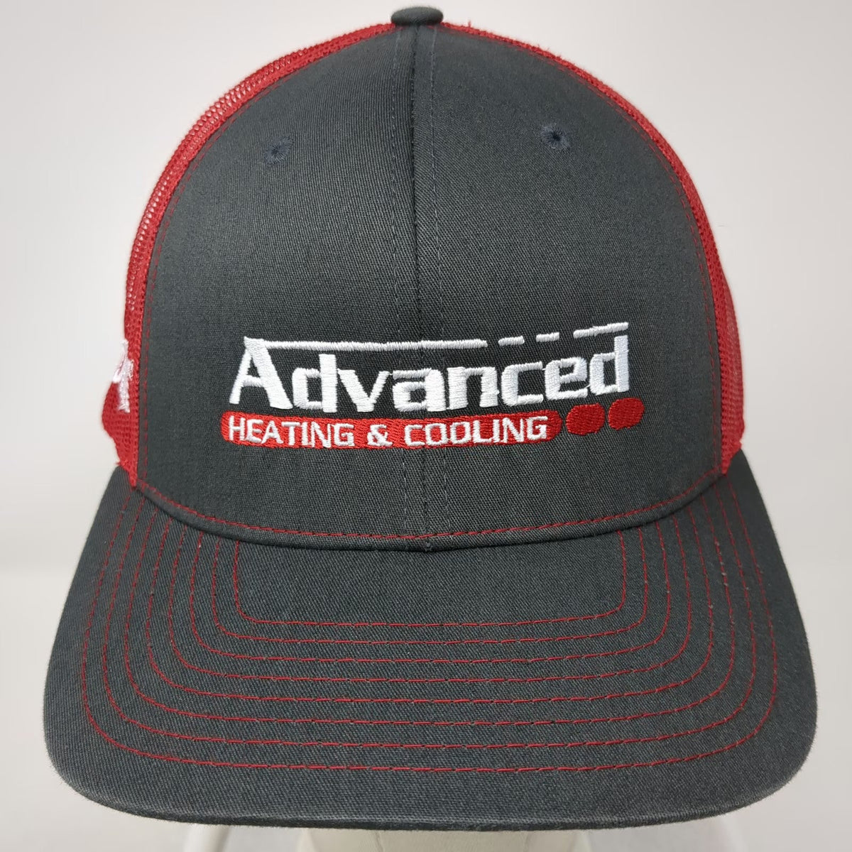 Richardson Trucker Hat Gray Red One Size Advanced Heating Cooling York Mesh hat