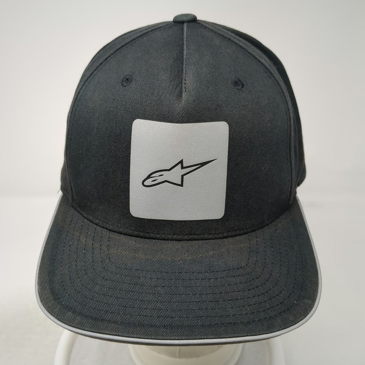 Alpinestars Snapback Hat Black One Size Logo Gray Trim 100% Cotton Adjustable